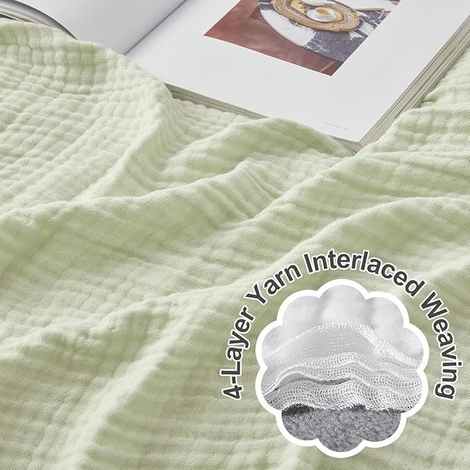 EMME Cotton Throw Blanket 100% Muslin Soft Blanket - Image 7