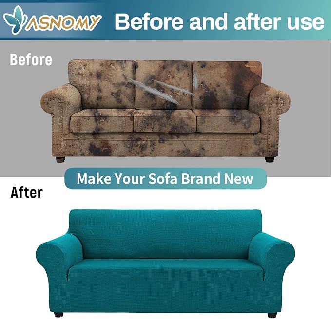 Asnomy Couch Covers for 3 Cushion Couch Stretch Sofa Covers Slipcovers - Image 6