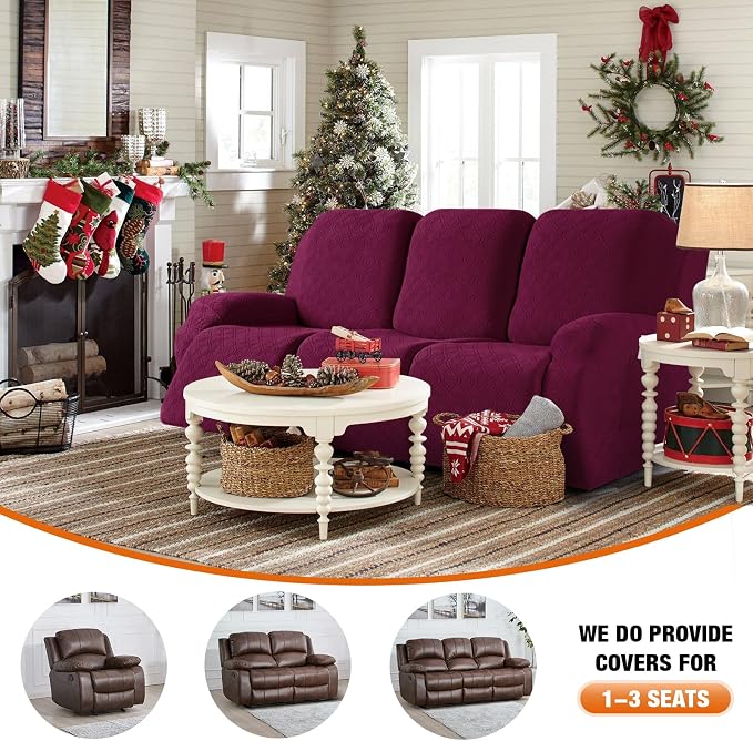 VANSOFY Recliner Cover, 3-Pieces Stretch Reclining Couch Covers - Image 4