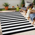 OLANLY Black and White Striped Rug 4' x 6' – Washable Cotton Indoor Outdoor by OLANLY