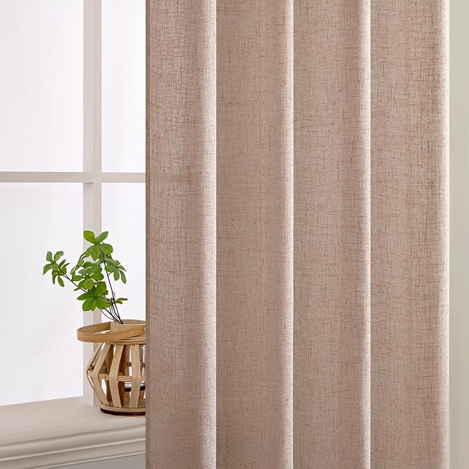 MIULEE Natural Beige Linen Curtains 108 Inches Long 2 Panels - Image 5