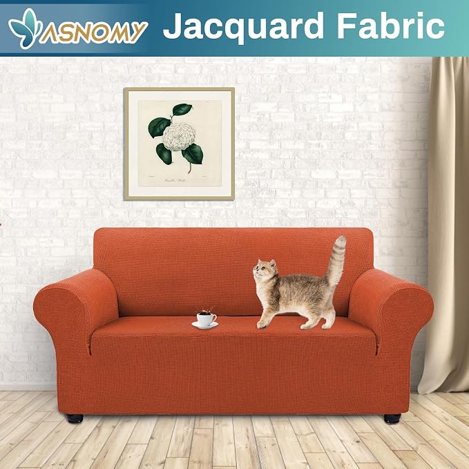 Asnomy Sofa Covers for 2 Cushion Couch Stretch Loveseat Slipcovers, Pet - Image 2