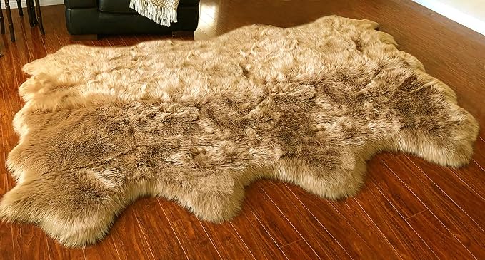 Free Shape Luxury Soft Fluffy Shag Area Rug Octo 8 Pelts 6'x8', 180x240 cm by LAMBZYRUGS