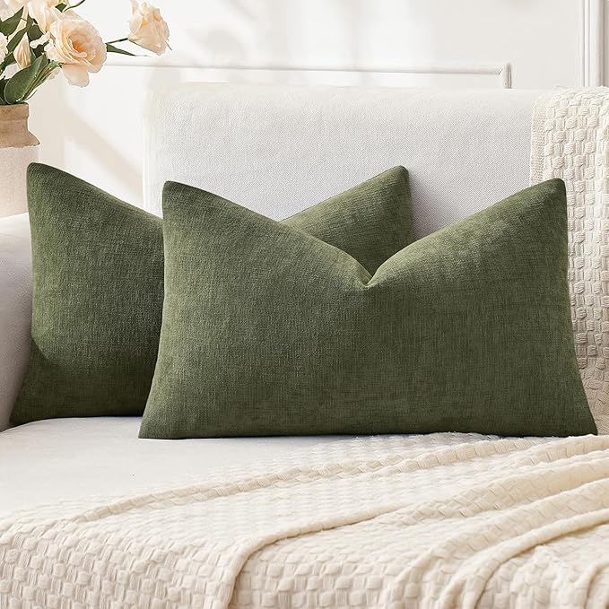 MIULEE Olive Green Couch Pillow Covers 12x20 Inch by MIULEE