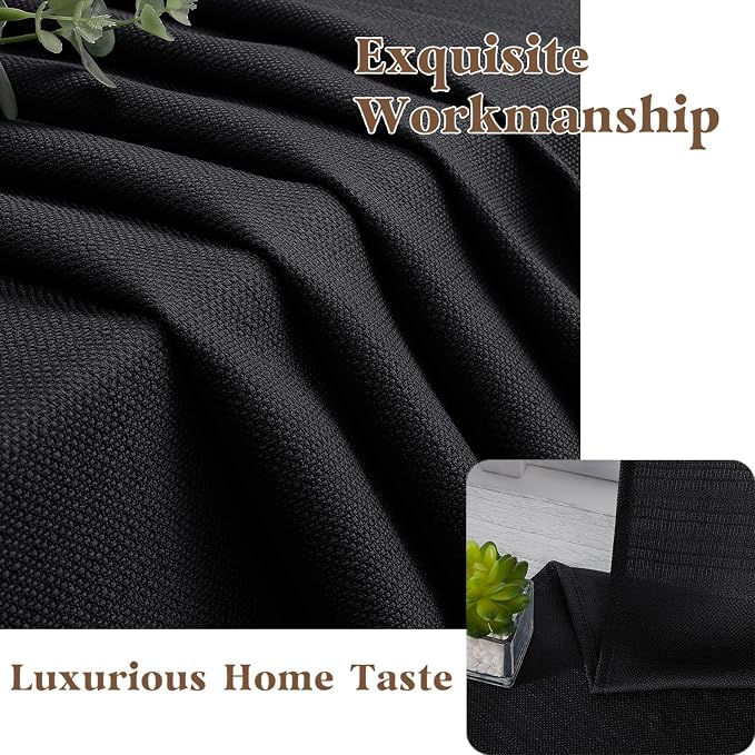 Gwine Black Valance for Windows, Light Filtering Faux Linen Textured Kitchen - Image 8