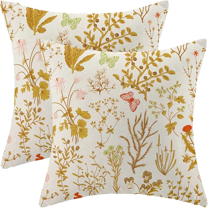 AEIOAE Summer Pillow Covers 18x18 Inch Set of 2, Seasonal Floral Outdoor by AEIOAE