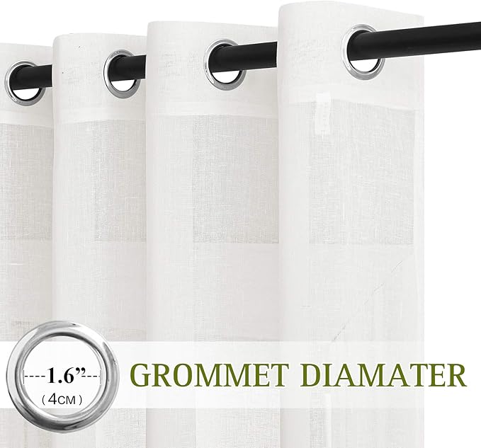 NICETOWN Short Linen Curtains for Kids Room 48 inches Long, Grommet Flax Semi - Image 2