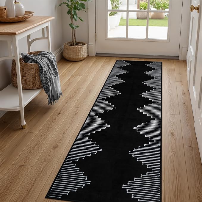 Seavish Black Runner Rug 2x6 Kitchen Runner Rugs Non Skid Washable Low Pile by Seavish
