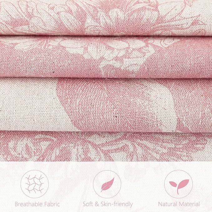 Foindtower Set of 2 Linen Floral Throw Pillow Covers Neutral Vintage Print - Image 2