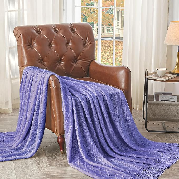inhand Cornflower Blue Knitted Throw Blanket - Image 2