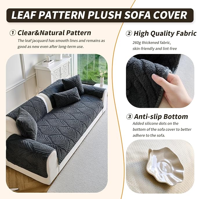 Sectional Couch Cover, Non-Slip Sofa Cover Plush Warm, Funny Fuzzy Pet Couch - Image 3