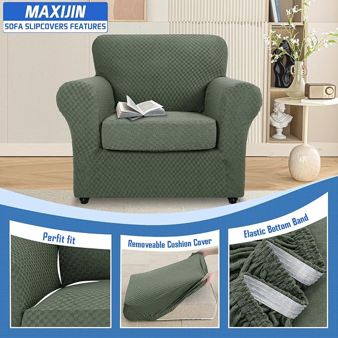 MAXIJIN 2 Piece Jacquard Chair Covers - Image 3