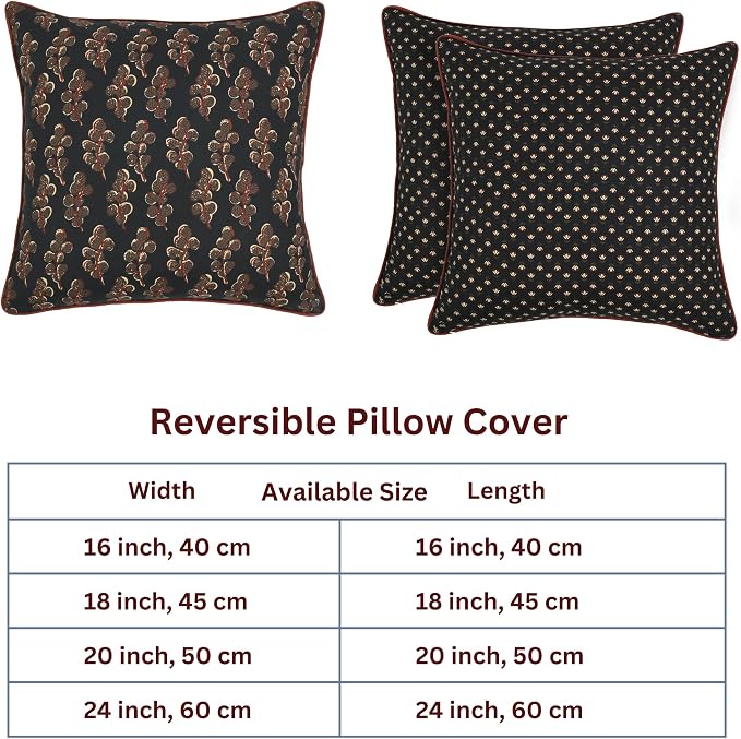 Ridhi Block Print Black Pillow Cover 18" x 18" Decorative Couch Pillows - Image 5