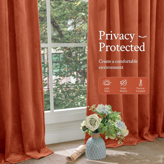 LAMIT Terracotta Velvet Curtains - Image 6