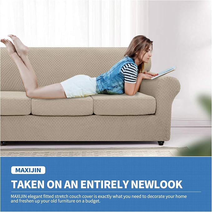MAXIJIN 4 Piece Jacquard Extra Large Couch Covers - Image 3