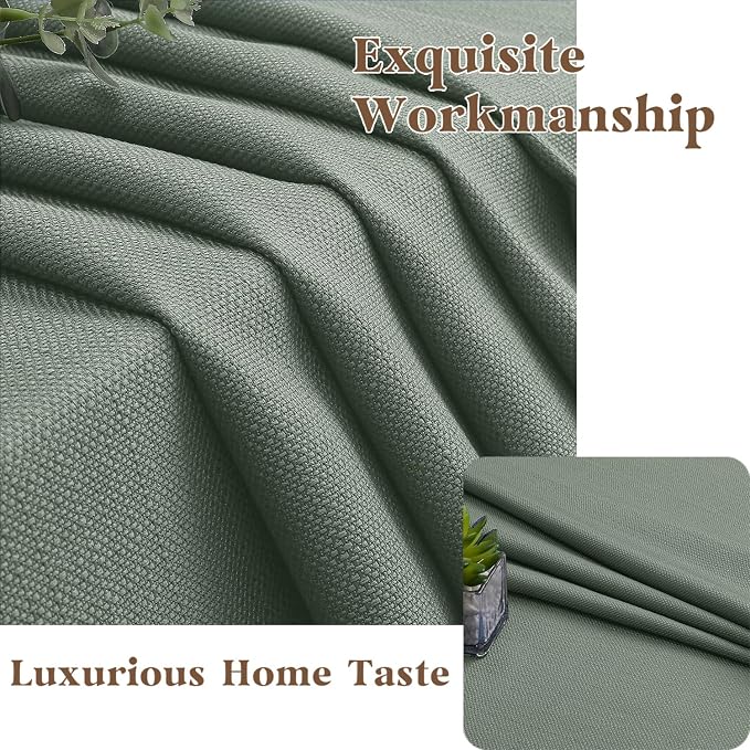 Gwine Sage Green Valance Curtain, Light Filtering Faux Linen Textured Valance - Image 8