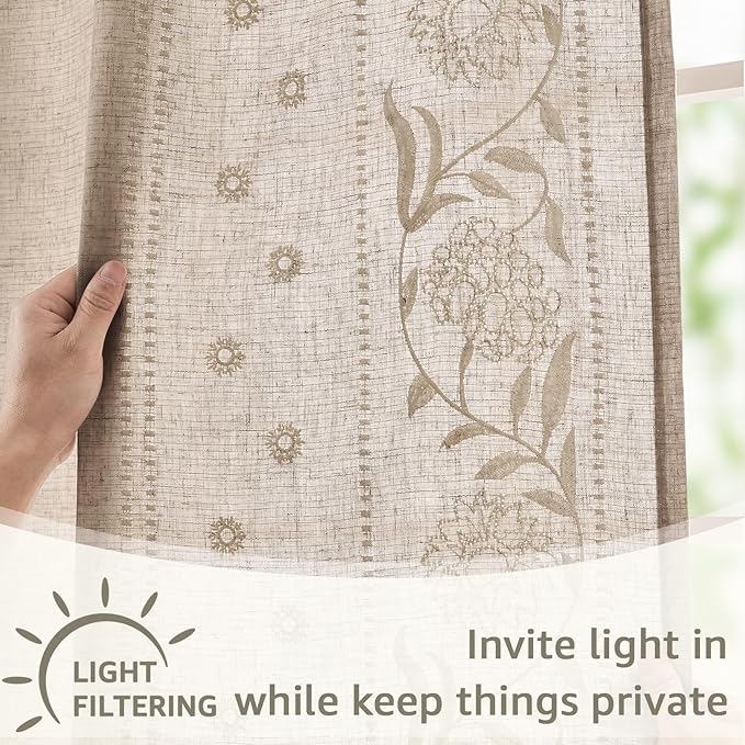 jinchan Winslow Linen Curtains for Bedroom 84 Inches Length Ivory on Taupe - Image 5
