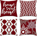 Hexagram Burgundy Geometric Pillow Covers 18x18 Set of 4, Decorative Outdoor by Hexagram