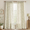 jinchan Linen Floral Curtains for Living Room 96 Inch Length Sage Green Printed by JINCHAN