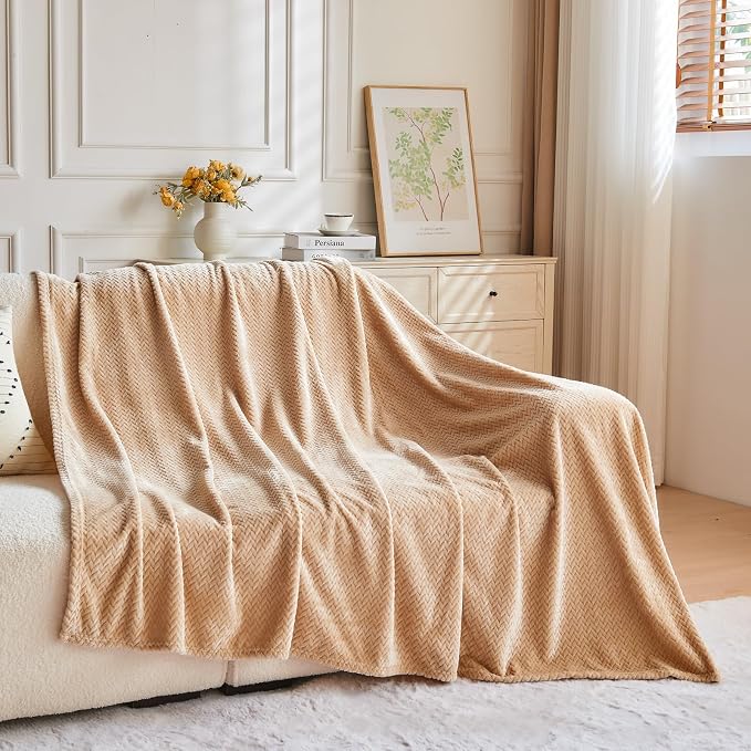 NEWCOSPLAY Super Soft Throw Blanket Brown Premium Silky Flannel Fleece Leaves - Image 8