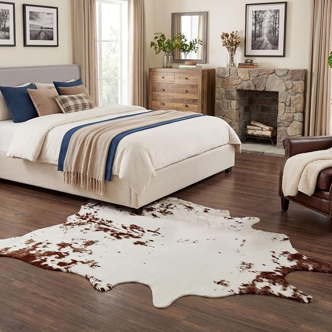 JONIYEAR Large Durable Faux Cowhide Area Rug 4.9 x 6.56 Feet, Premium Cow Print - Image 5