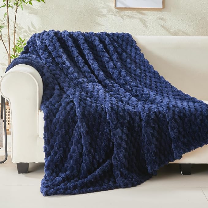NEWCOSPLAY Super Soft King Blanket Dark Navy Premium Silky Flannel Fleece 3D - Image 9