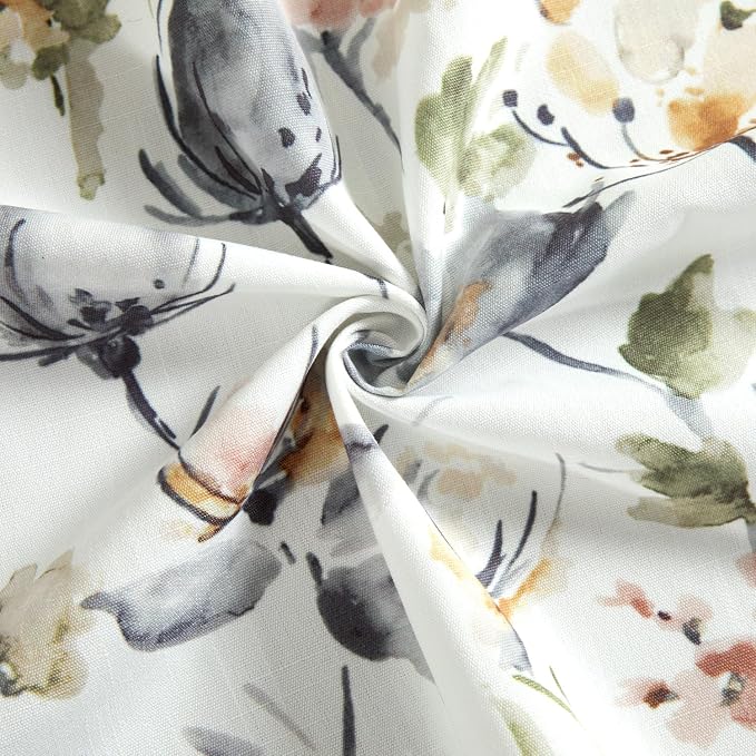 Leeva Tiers Curtains for Kitchen Windows, Farmhouse Style Flower Print View - Image 7