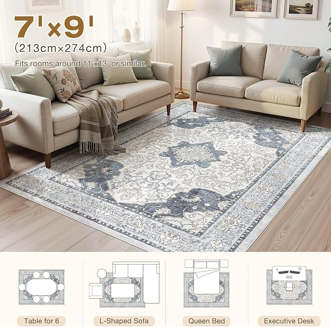 cotiled 7x9 Area Rugs Large Washable Rugs - Image 7