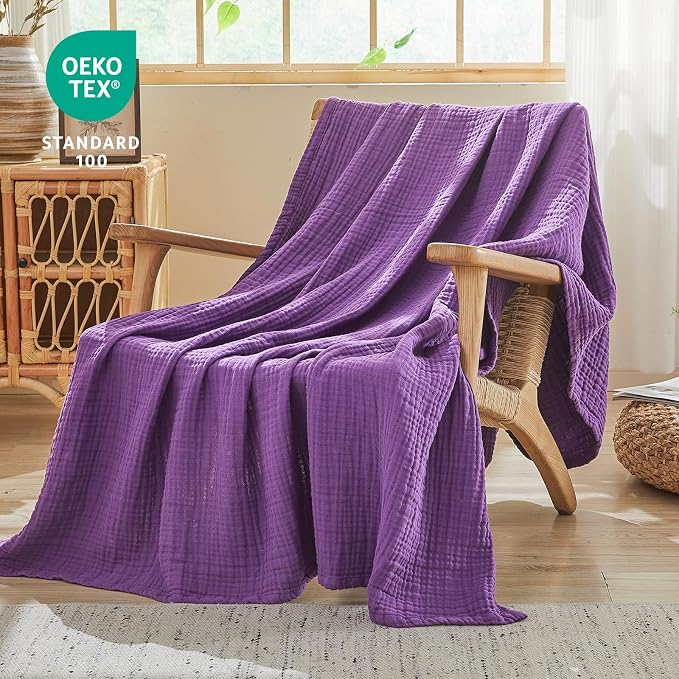 EMME Cotton Muslin King Blanket Big Oversized Bed Layering Bedspread Coverlet - Image 4