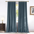 NICETOWN Slate Blue Velvet Curtains 84 inch Long 2 Panels, Back Tab Rod Pocket by NICETOWN