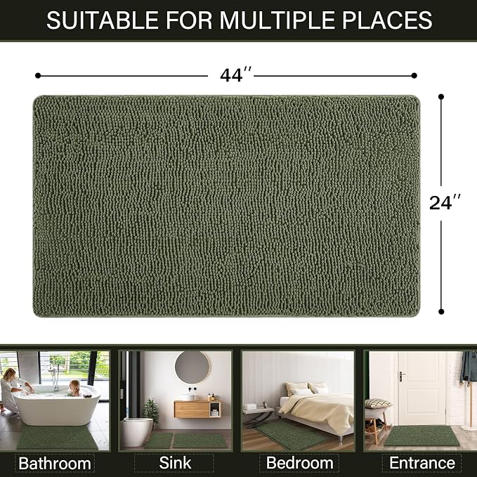 LOCHAS Luxury Bathroom Rug Shaggy Bath Mat 24 x 44 Inch, Washable Non Slip Bath - Image 2