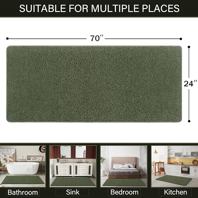 LOCHAS Luxury Bathroom Rug Shaggy Bath Mat 24 x 70 Inch, Washable Non Slip Bath - Image 2