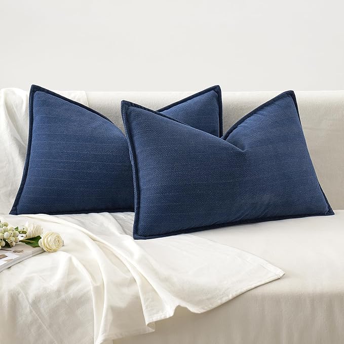 MIULEE Pack of 2 Navy Blue Decorative Lumbar Pillow Covers 12x20 Inch Soft - Image 6