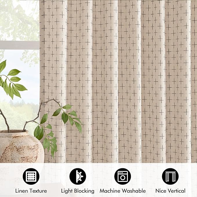 MIULEE Decorative Back Tab Linen Curtains - Image 4