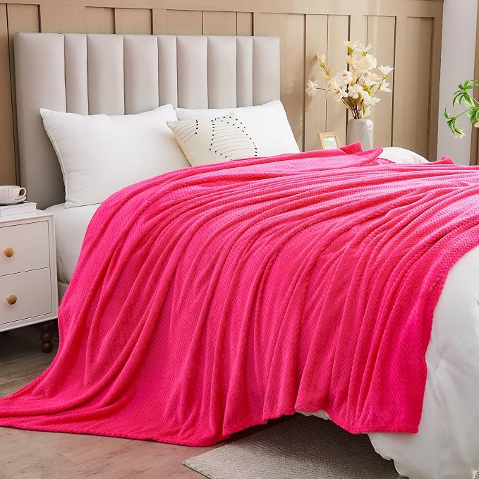 NEWCOSPLAY Super Soft Throw Blanket Dark Rose Red Premium Silky Flannel Fleece - Image 8