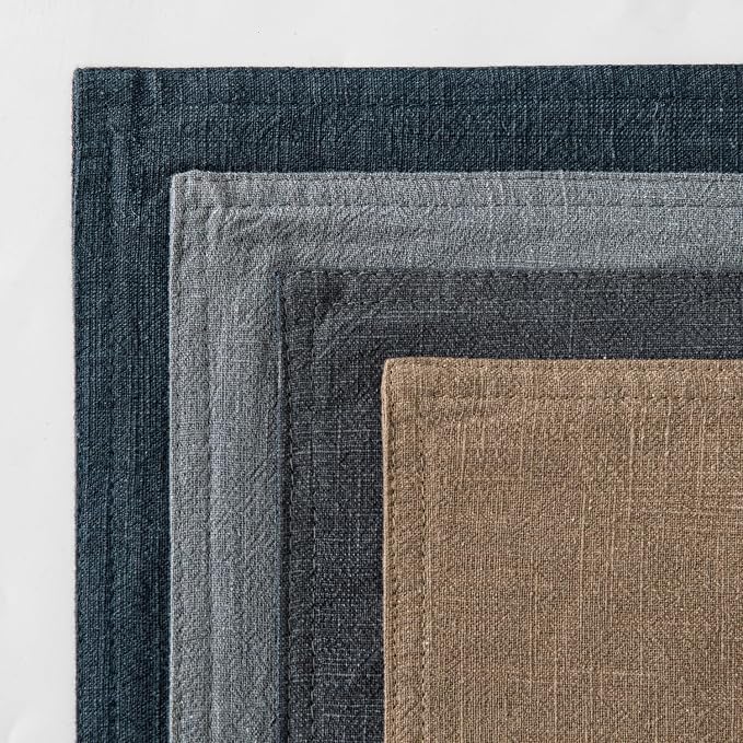 MIULEE Neutral Navy Linen Pillow Covers Pack of 4 Decorative Natural Throw - Image 6