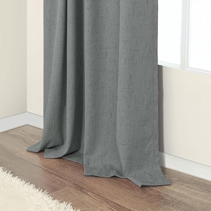 Thick Blackout Curtains for Living Room 2 Panels Set 90 Inches Long Faux Linen - Image 9