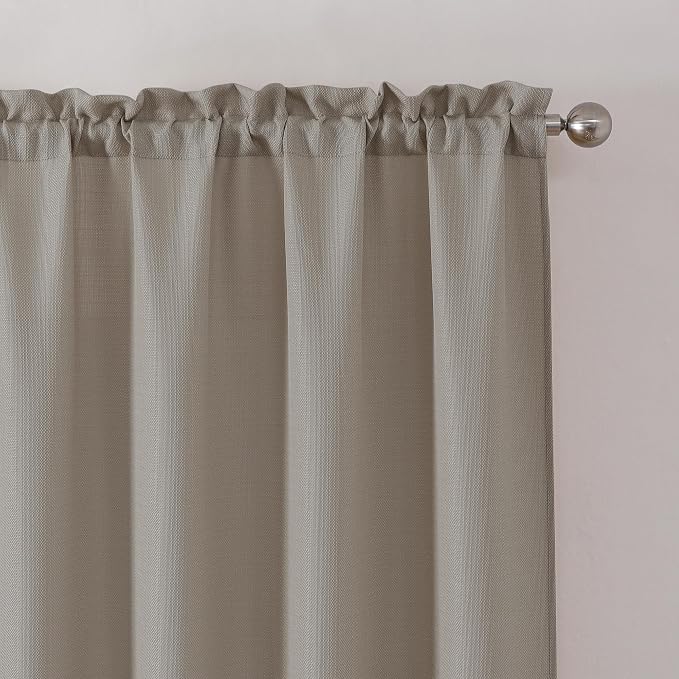 Chyhomenyc 2-Panel Stone Beige Kitchen Curtains, 36 Inch Length Tier, Faux - Image 7