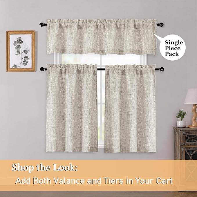 OWENIE Linen Valances for Windows 1 Pcs 22 Inch Length, Light Filtering - Image 6