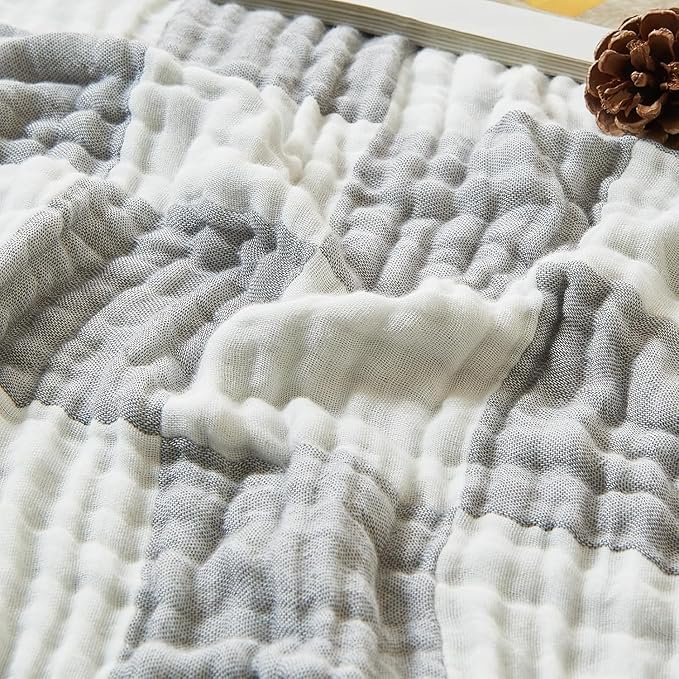 EMME Checkered Cotton Blanket Twin Large 60"x80" 100% Muslin by EMME