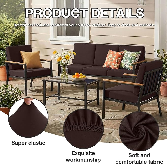 hyha 8Pcs Patio Cushion Covers, Stretch Outdoor Couch Cushion Covers Replacement - Image 3