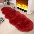 Faux Fur Rug 2 x 6 ft Red Shaggy Sheepskin Machine Washable Fuzzy Area Rug by CKLZSAY