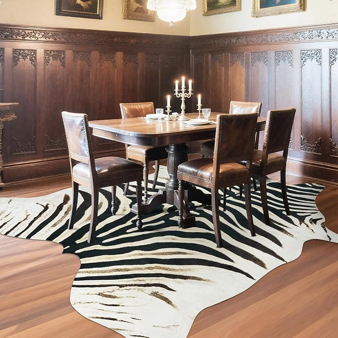 AROGAN Western Faux Fur Zebra Rug, 5.2x6.3 Feet Premium Animal Skin Print Rug - Image 6