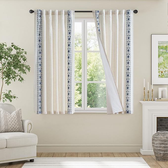 jinchan Weslie Boho Lined Linen Curtains - Image 3