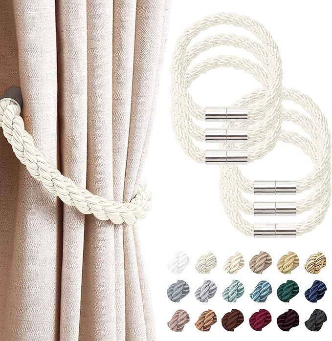 NICEEC 6 Pack Strong Magnetic Curtain Tiebacks Modern Simple Style Drape Tie by NICEEC
