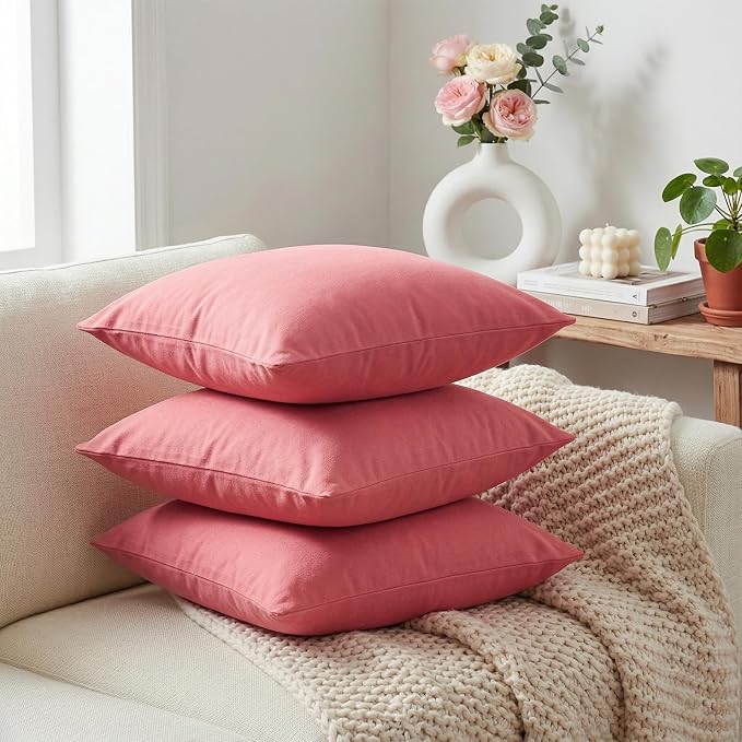 Thmyo 4-Pack 100% Cotton Comfortable Solid Decorative Throw Pillow Case - Image 3