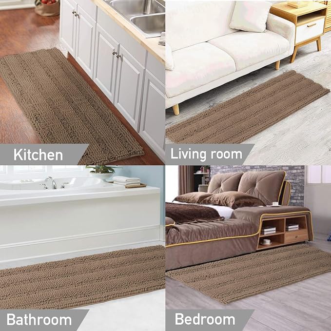 Turquoize Chenille Extra Long Shaggy Absorbent Non-Slip Bath Mat/Runner: 47" X - Image 6