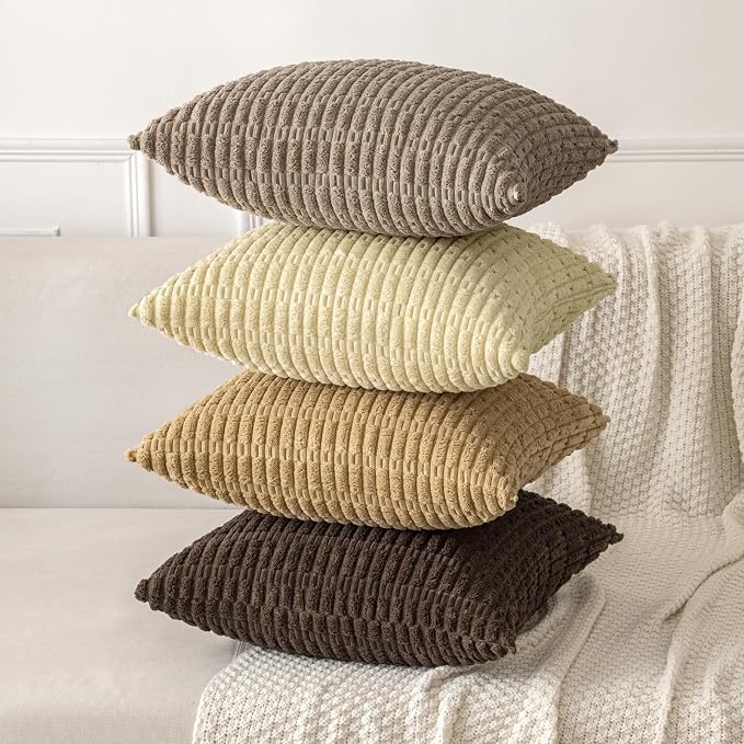 MIULEE Pack of 2 Corduroy Decorative Throw Pillow Covers 16x16 Inch Soft Boho - Image 4