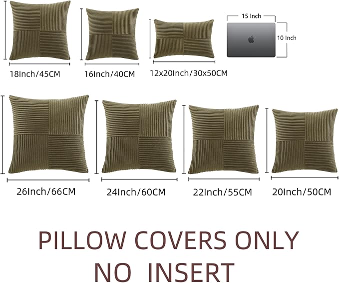 Fancy Homi 2 Packs Olive Green Samll Decorative Throw Pillow Covers 12x12 Inch - Image 8