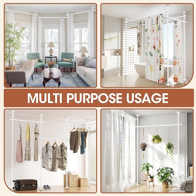 SUNALLY Room Divider Curtain Rod, No Drilling Wall Divider - Image 7